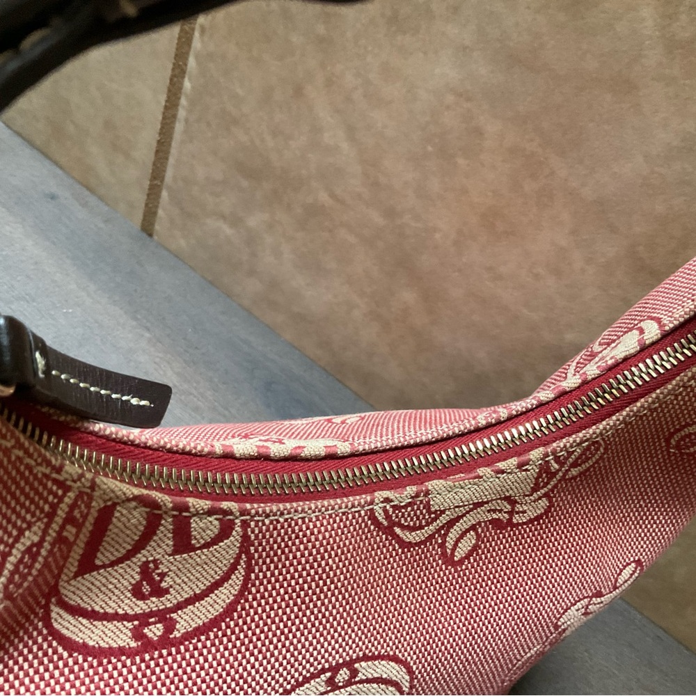 Dooney Bourke Small Signature Hobo Shoulder bag VTG RED Canvas mini bucket - Picture 11 of 11